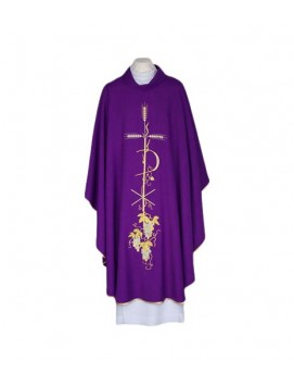Embroidered chasuble purple, gold trim