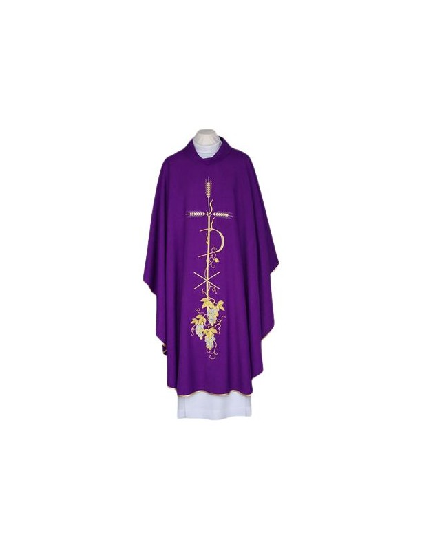 Embroidered chasuble purple, gold trim (38)