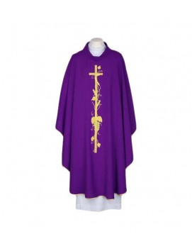 Embroidered chasuble purple, gold trim (42)