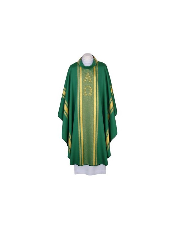 Embroidered chasuble green, gold trim (45)
