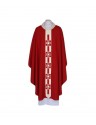 Red embroidered chasuble, narrow modern stripe (45)