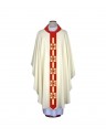 Ecru embroidered chasuble, narrow modern stripe (46)
