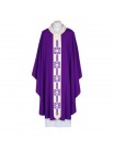 Embroidered chasuble purple, narrow modern stripe (47)