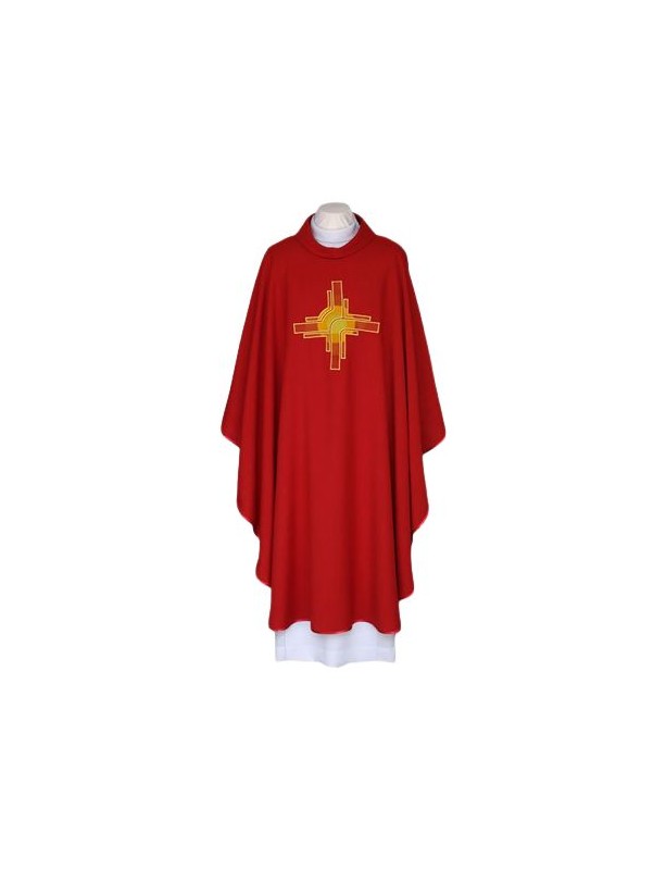Embroidered chasuble red, cross (49)