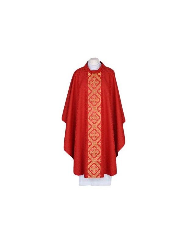 Casulla bordada roja - tejida, cinturón elegante
