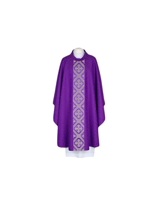Chasuble brodée pourpre - ceinture tissée et élégante