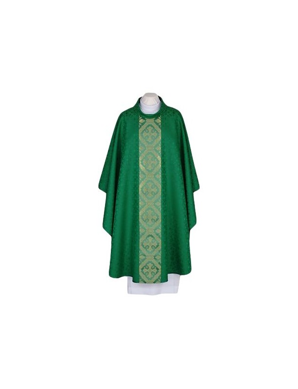 Green embroidered chasuble - woven, elegant belt (56)