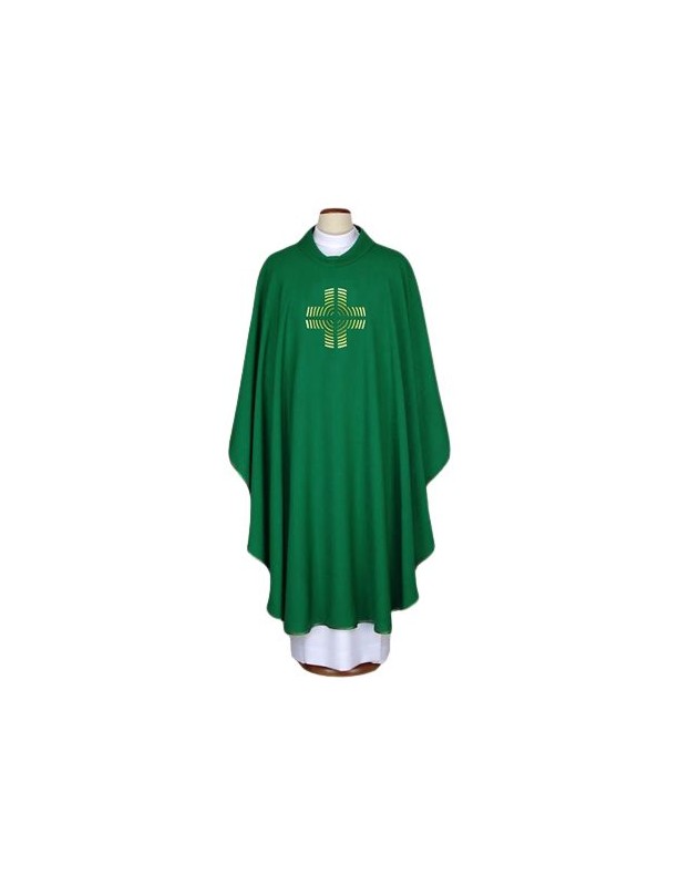Green embroidered chasuble - cross (59)
