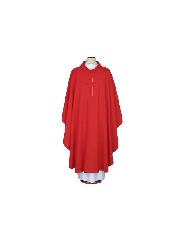 Gesticktes rotes Messgewand - Kreuz