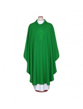 Grünes gesticktes Messgewand - Kreuz