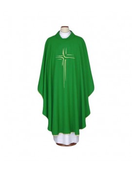 Green embroidered chasuble - cross (77)