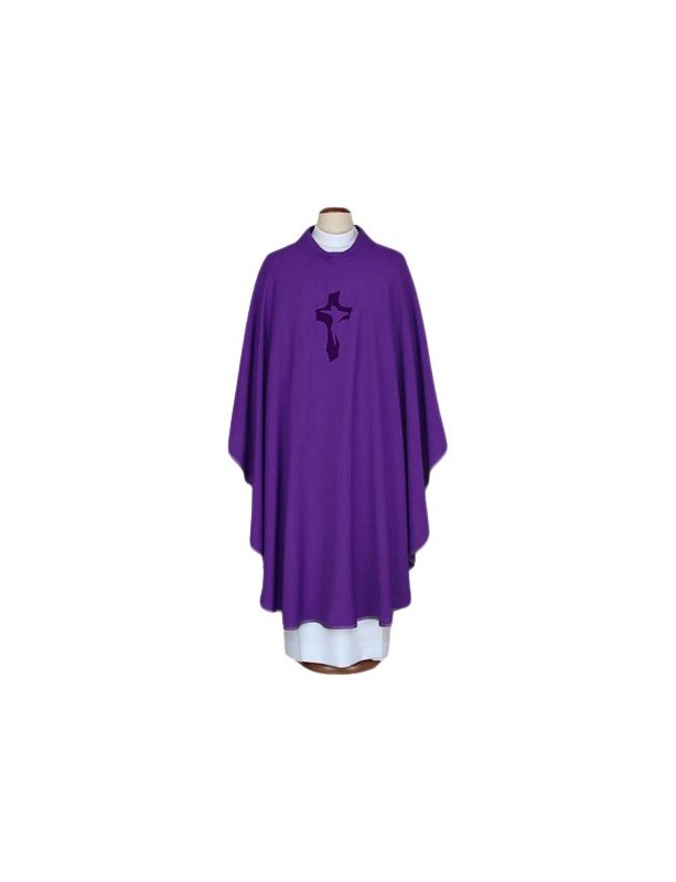 Embroidered chasuble purple - Cross (80)