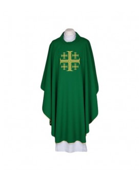 Green embroidered chasuble - Jerusalem Cross (85)