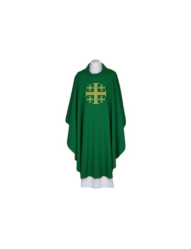 Grünes gesticktes Messgewand - Jerusalem Kreuz