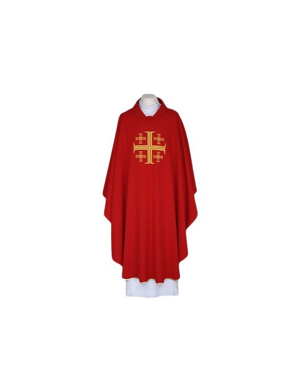 Embroidered red chasuble - Jerusalem Cross (86)
