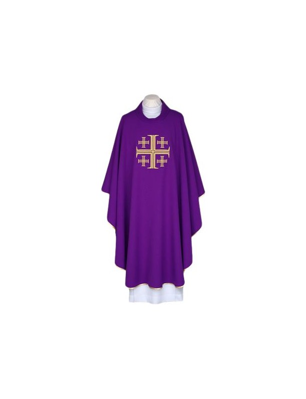 Chasuble brodée violet - Croix de Jérusalem