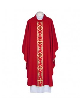 Red chasuble with decorative woven belt (89)