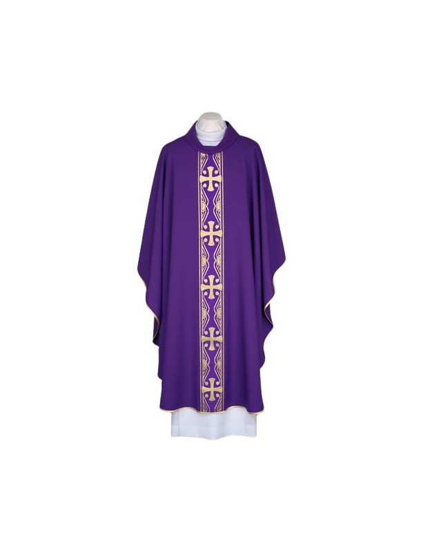 Purple chasuble with decorative woven belt (91)
