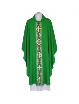 Green chasuble with decorative woven belt (92)