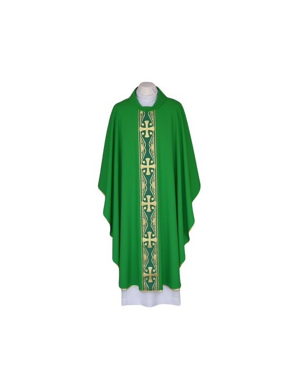 Chasuble verte avec ceinture décorative tissée