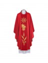 Chasuble red with IHS - woven decorative belt (93)