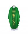 Green chasuble with IHS - woven decorative belt (95)