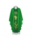Green chasuble with IHS - woven decorative belt (95)