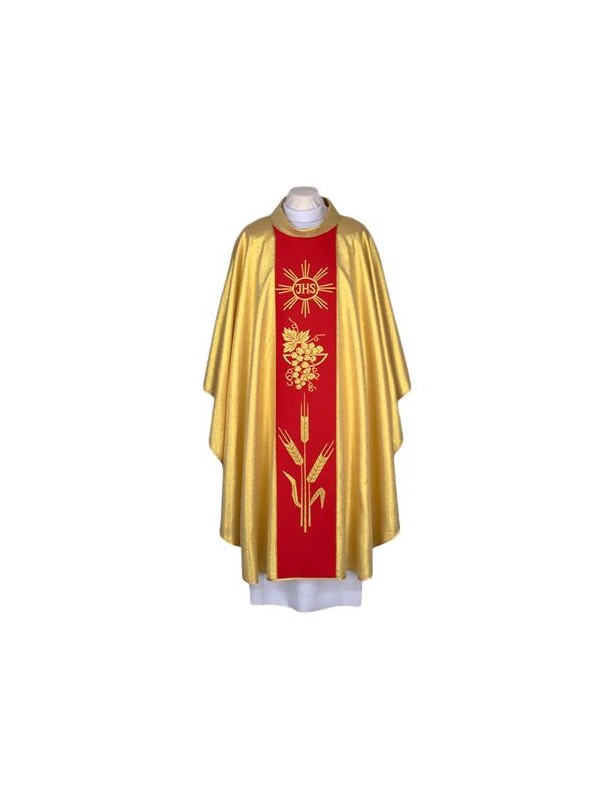 Gold chasuble with IHS - woven decorative belt (96)