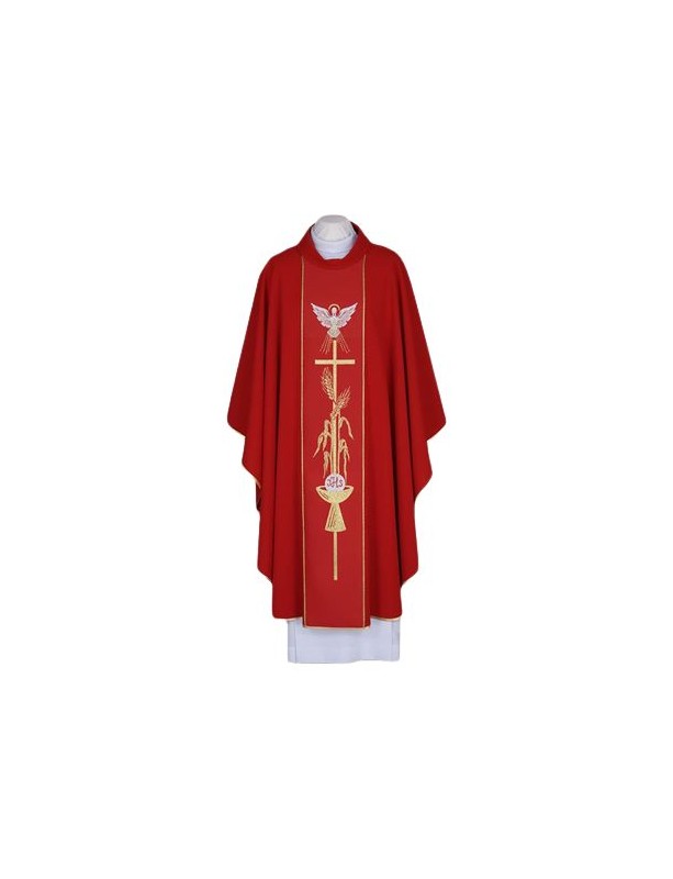 Ornát červený so symbolikou Svätého Ducha - pletený pás (97)