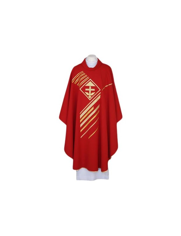 Embroidered red chasuble - Holy Trinity motif (99)