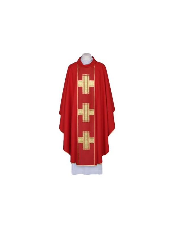 Casula rossa, cintura intrecciata - Croci (101)