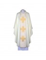 Chasuble ecru, woven belt - Crosses (102)