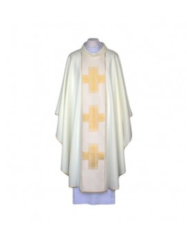 Chasuble écrue, ceinture tissée - Croix