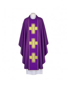 Purple chasuble, woven belt - Crosses (103)