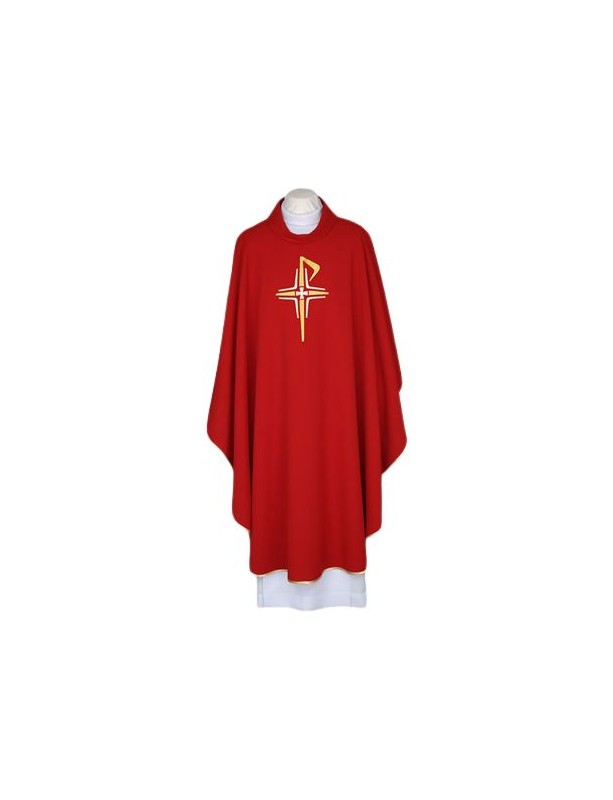 Red chasuble, embroidered belt - Crosses (106)