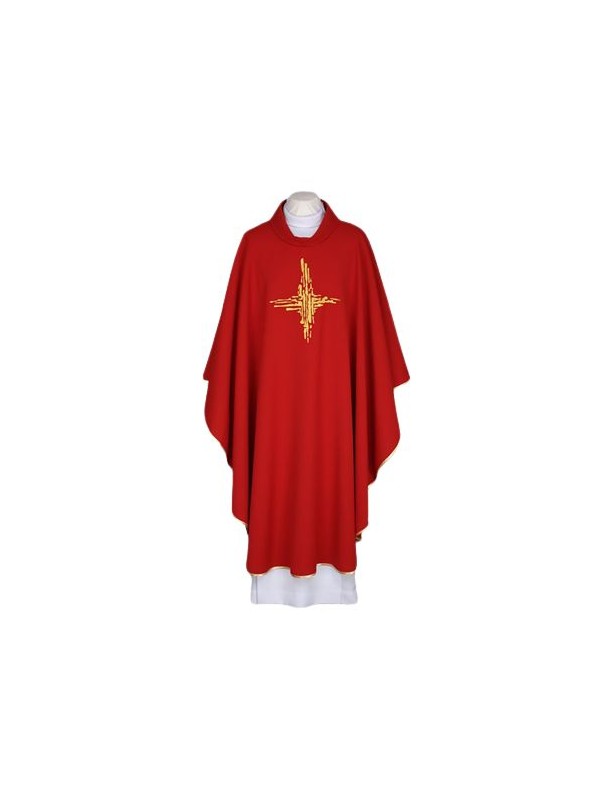 Červený ornát, vyšívaný pás - kríž (114)