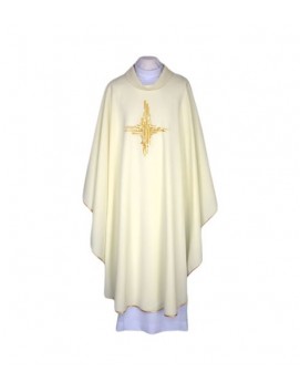 Chasuble écrue, ceinture brodée - Croix