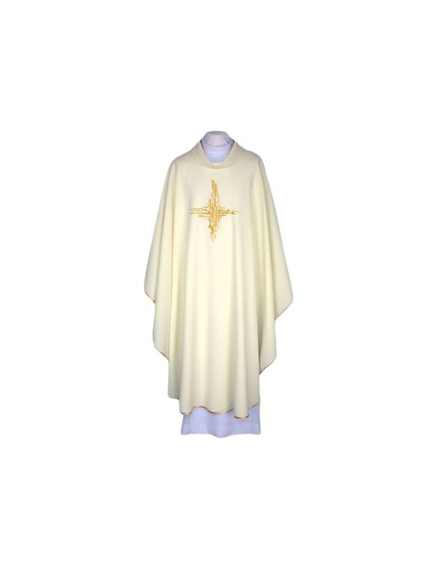 Chasuble écrue, ceinture brodée - Croix