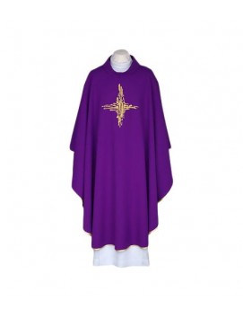 Purple chasuble, embroidered belt - Cross (116)