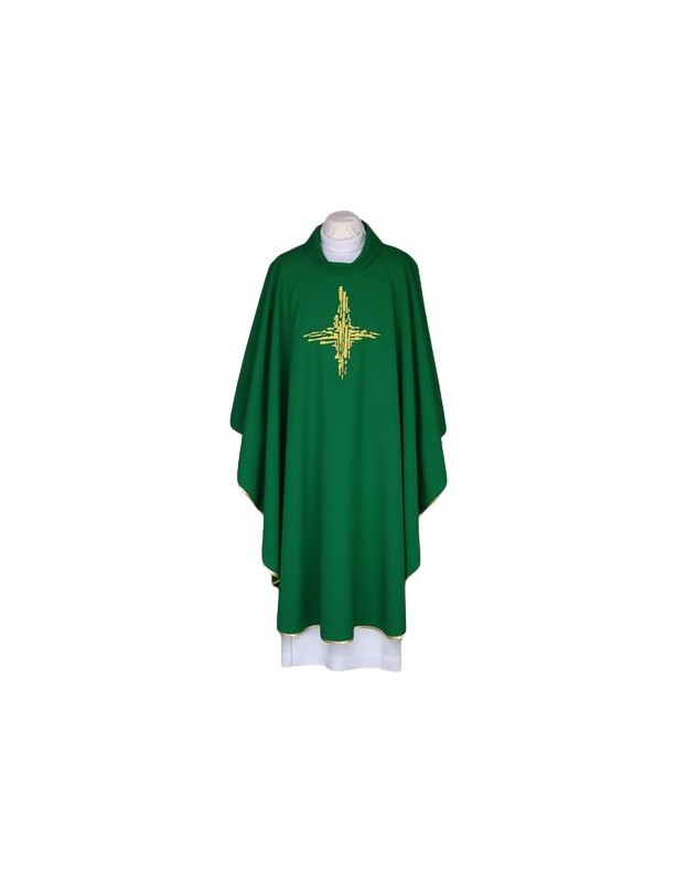 Green chasuble, embroidered belt - Cross (117)