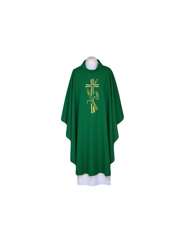 Casula verde, cintura ricamata - Croce, orecchie (121)