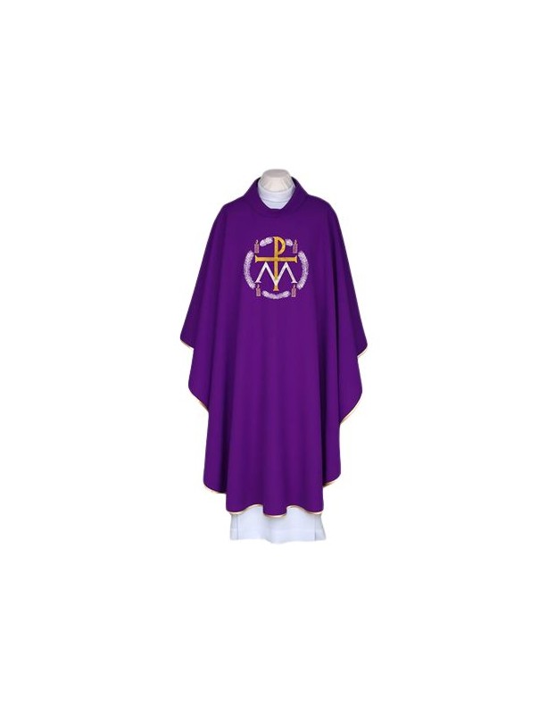 Chasuble violette, ceinture brodée - Avent