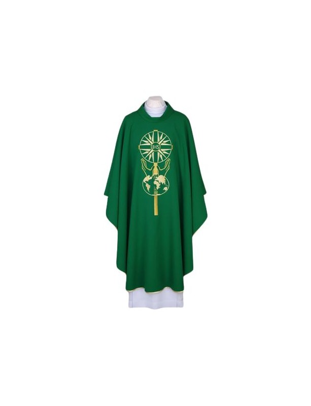 Green chasuble, embroidered belt - Eucharistic embroidery (126)