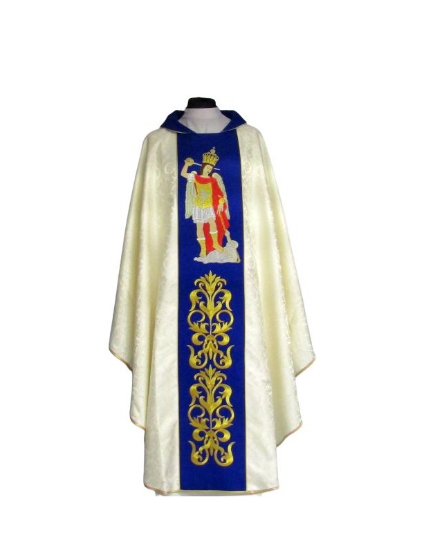 Chasuble brodée, rosette - Archange Michel du mont Gargan