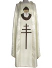 Embroidered chasuble of Saint Charbel - ecru rosette fabric