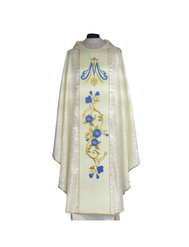 Marian chasuble with embroidered belt, rosette fabric (67)