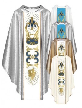 Ornat maryjny z haftowanym pasem - emblemat ornament