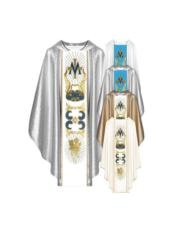 Ornat maryjny z haftowanym pasem - emblemat ornament