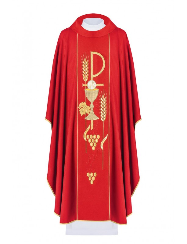Chasuble embroidered with the symbol of the Chalice - red (H2)