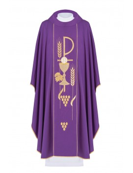 Chasuble brodée du symbole du calice - violet (H3)